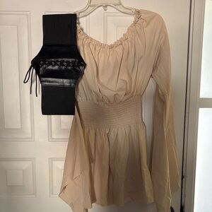 Pirate Blouse with Black Corset Belt